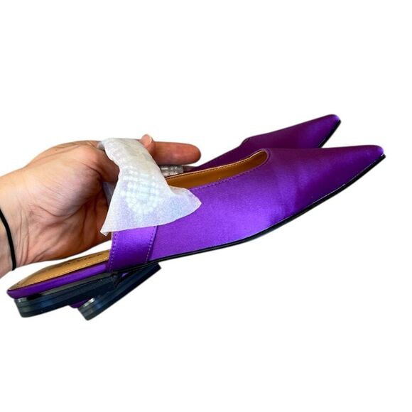 Lisa Vicky Purple Satin Pointy Toe Move Crystal Embellished Flats 7.5 - Picture 3 of 4